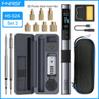 FNIRSI HS-02A Soldering Iron with Heat Insert Nut Tool Kit M2-M8 Embedded Internal Thread Nut and C245 Iron Tip for 3D Printer