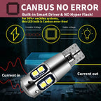 2x W5W T10 LED CANBUS No Error 5W5 12V 10W 950Lm Super Bright Car Interior Side Light 194 3030 SMD Auto Bulb White Amber Red
