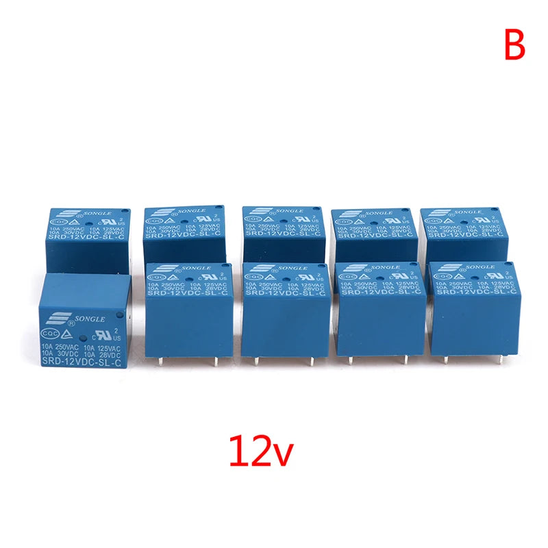 【GE】10pcs SRD Series Relays SRD-05VDC-SL-C SRD-12VDC-SL-C SRD-24VDC-SL-C DC High-Quality 5 Pins 12V Relay Set for Electronics
