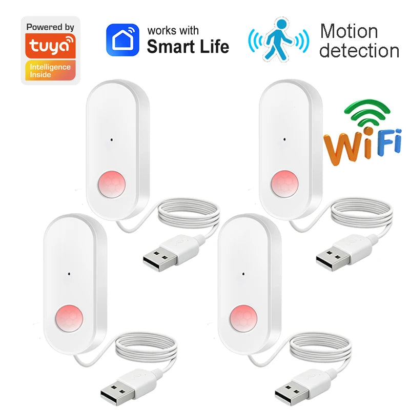 WiFi Human Motion Sensor PIR Infrared Detector Works With Tuya Smart Life APP Home Security Anti-theft Devices Support Alexa