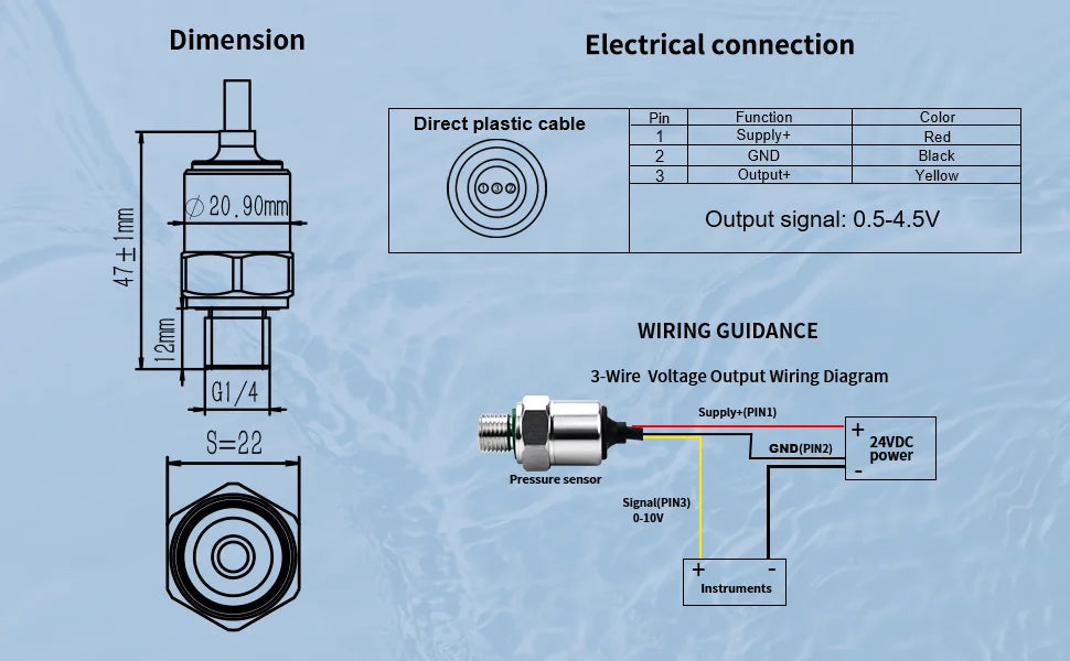 pressure sensor transmitter G1/4  5-12V 0-5V  water pressure sensor for water oil fuel gas air ceramic sensor stainless stee