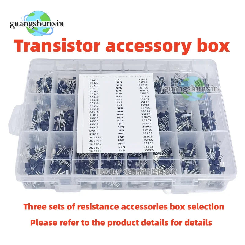 200-900PCS TO-92 Transistor Kit assortment box BC547 BC327 BC337 2N2222 3904 3906 C945 PNP/NPN transistors set electronics Kit