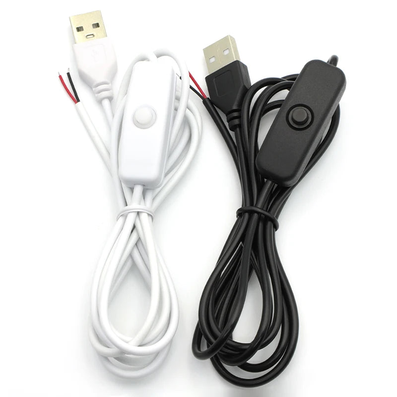 1.5M USB Connector Cable Extension 2 Pin Power Supply Wire On/Off Switch Electrical 5V Wire Black/White For LED Lighting DIY