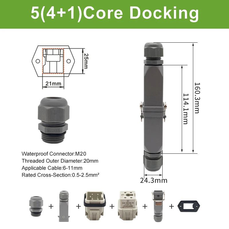 HA Heavy Duty Connector Kit 4/5/6/8 Core Pins Male&Female Insert Plug HDC-HA Rectangular Waterproof Industrial Aviation Socket