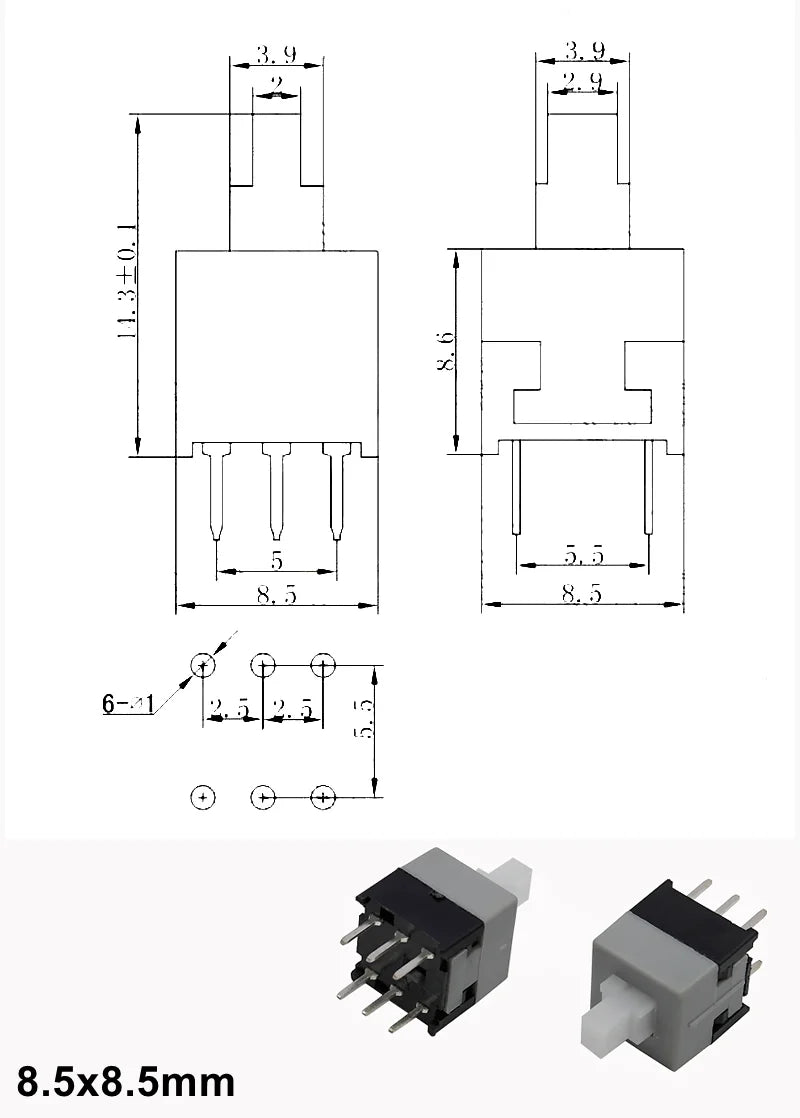 (10-100PCS) Micro Tact Push Button Switch Self-Lock/Reset 6Pin 5.8x5.8mm 7x7mm 8x8mm 8.5x8.5mm for PCB Repair/Electronics DIY