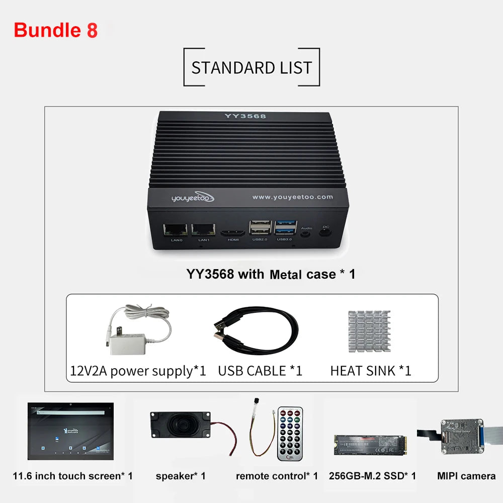 Youyeetoo YY3568 ARM AI Dev Board Rockchip RK3568 Quad Core A55 Motherboard Dual Gigabit Ethernet WiFi6 Android11 Debian Support