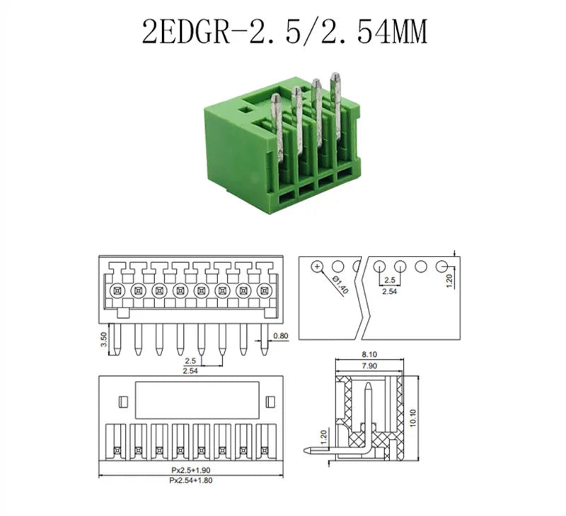 5Pair 15EDG KF2EDG 2.54mm 3.5mm 3.81mm 5.08mm PCB Screw Terminal Block 2-12Pin Male Plug Female Socket Pin Header Wire Connector