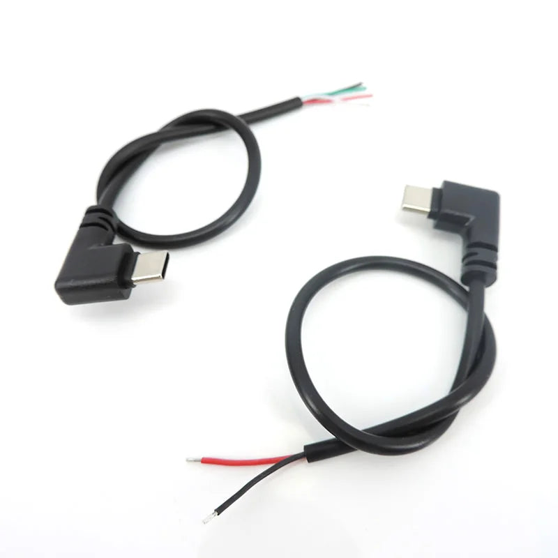 DIY Repair Welding Cable 2 Wire 4 Wires Micro USB 2.0 A Elbow Head Male Jack 4pin/2pin Type-C Male Extension Cable Line