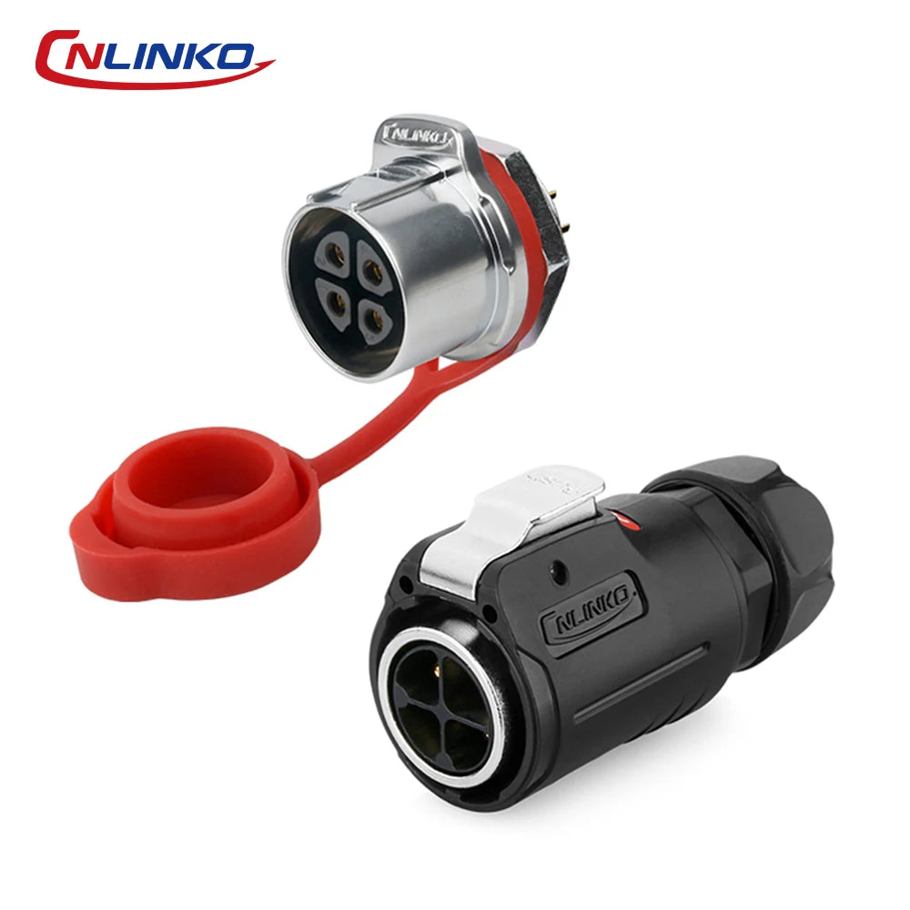 CNLINKO M24 Industrial Power & Signal Connector 2-24 Pin 25A 500V Waterproof IP68 Semi-Metal Solder Type Single-Hole Mount