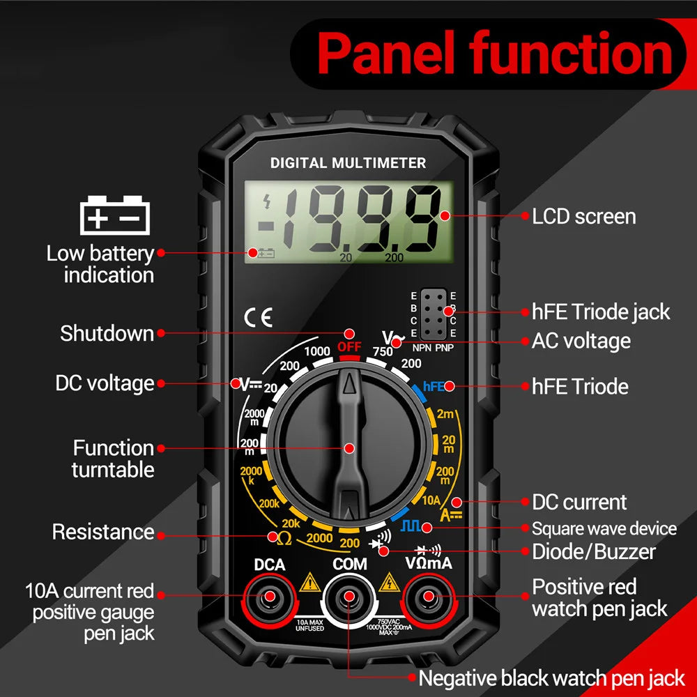 Digital Multimeter Voltage Tester Voltmeter SZ06 SZ308 TRMS 2000 Counts Auto-Ranging Ohm Volt Amp Meter Measuring AC/DC Voltage