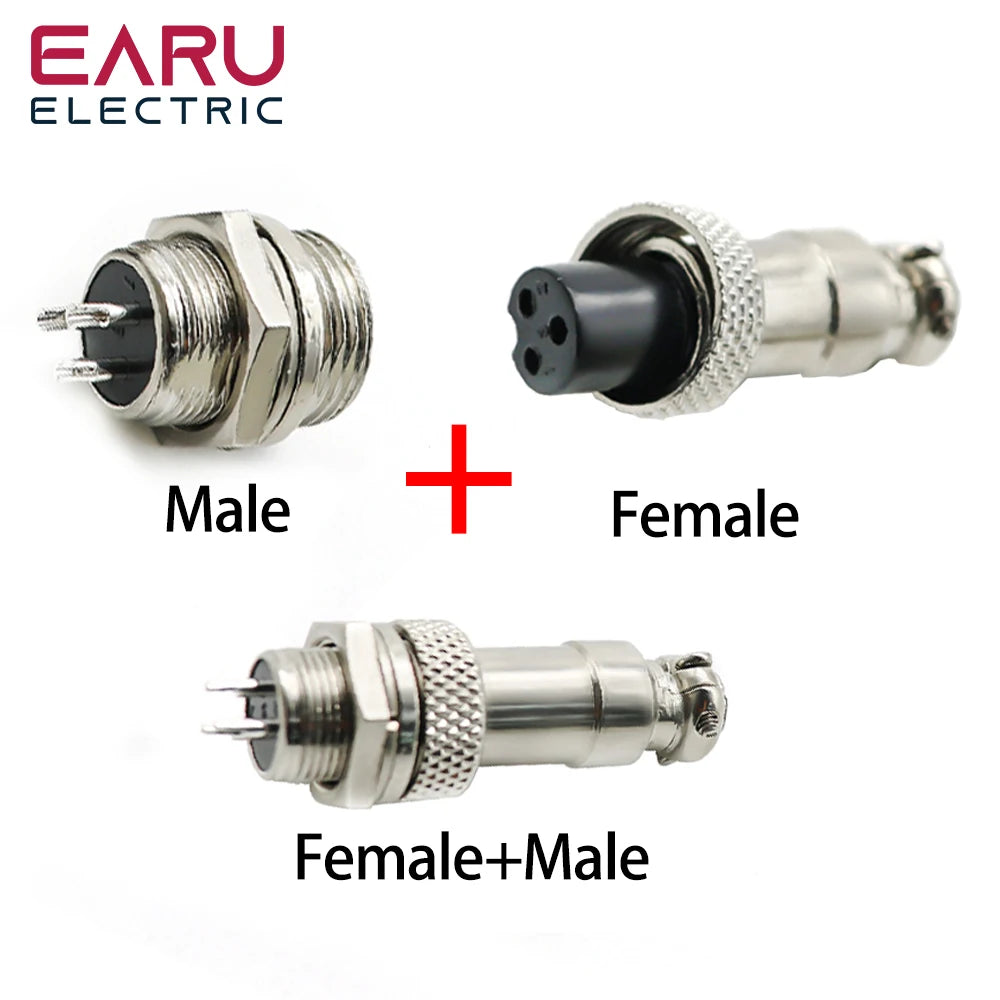 GX12 GX16 GX20 Aviation Connector Plug Socket Circular Connector 2 3 4 5 6 7 8 9 10 12 Pin 12/16/19mm Cable Wire Male Female
