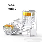 RJ45 Cat6 Pass-Through Connectors Gold-Plated Unmodule Plug Network RJ-45 Crystal Head Ethernet Cable 50/100pcs