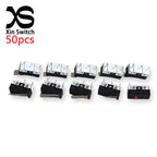 50PCS Small Micro Mouse Switch 12.5*5.7*6.5 Without Handle/Handle Length 8.5mm-15mm C NO NC 3 Pin 2A 125V AC Limit Switches