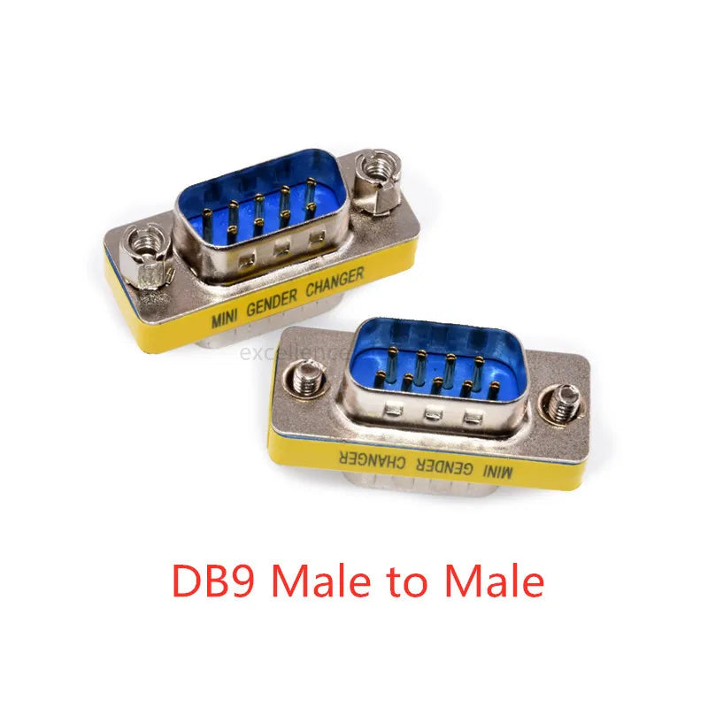 1PCS Mini Gender Changer Adapter DB9/DB15 VGA Male to Female/Male to Male/Female to Female RS232 Serial Plug Com Connector