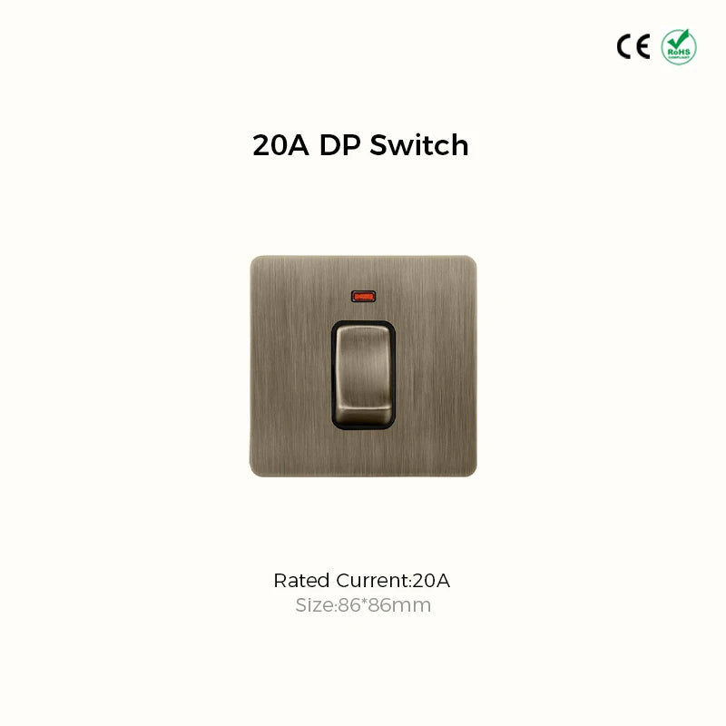 Avoir Bronze Brushed Toggle Switch 1-4 Gang 2 Way Metal Lever Wall Light Switches Standard Plug Adapter Electric Socket With Usb