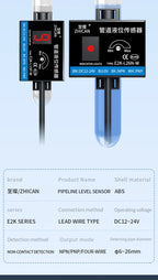 ZHICAN E2K Non Contact Capacitive Liquid Level Sensor Pipe Water Tank Full Empty Detection Alarm Switch