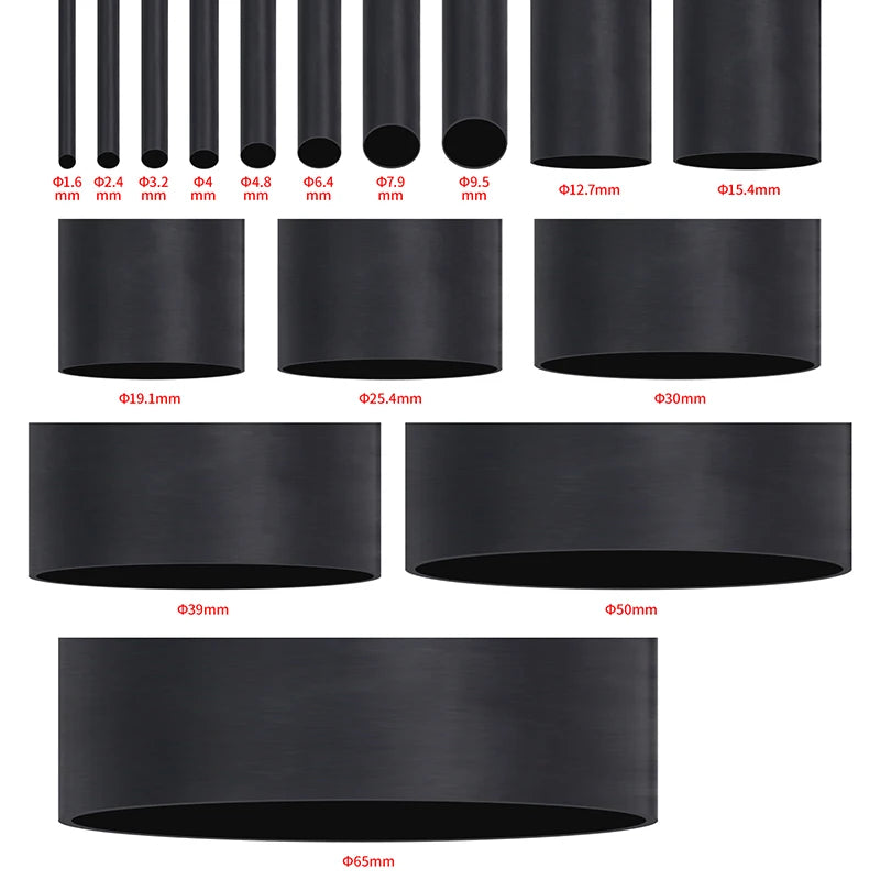 Black 3:1 Heat Shrink Tubing With Glue Dual Wall Adhesive Waterproof Insulation Cable Sleeve For Electrical Automotive Marine