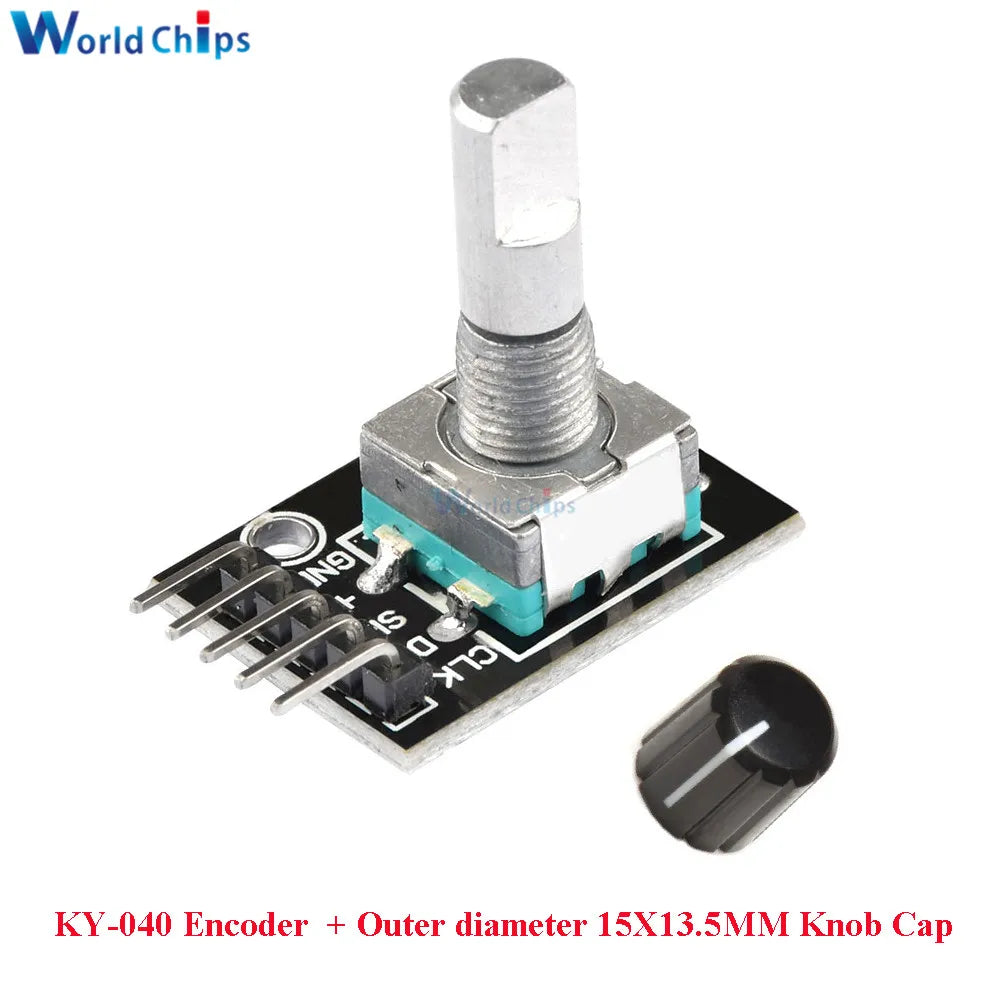 10 PCS 360 Degrees Rotary Encoder Module KY-040 HW-040 Sensor Switch 6MM Half Shaft Potentiometer Rotary Knob Cap 15×17 15×13.5