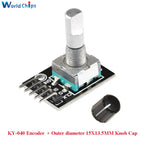 10 PCS 360 Degrees Rotary Encoder Module KY-040 HW-040 Sensor Switch 6MM Half Shaft Potentiometer Rotary Knob Cap 15×17 15×13.5