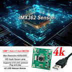 HD Autofocus 12MP 4K 4000 x 3000 Mjpeg Mini USB2.0 Webcam Board CMOS IMX362 Sensor UVC OTG USB Webcam Module For Windows Android