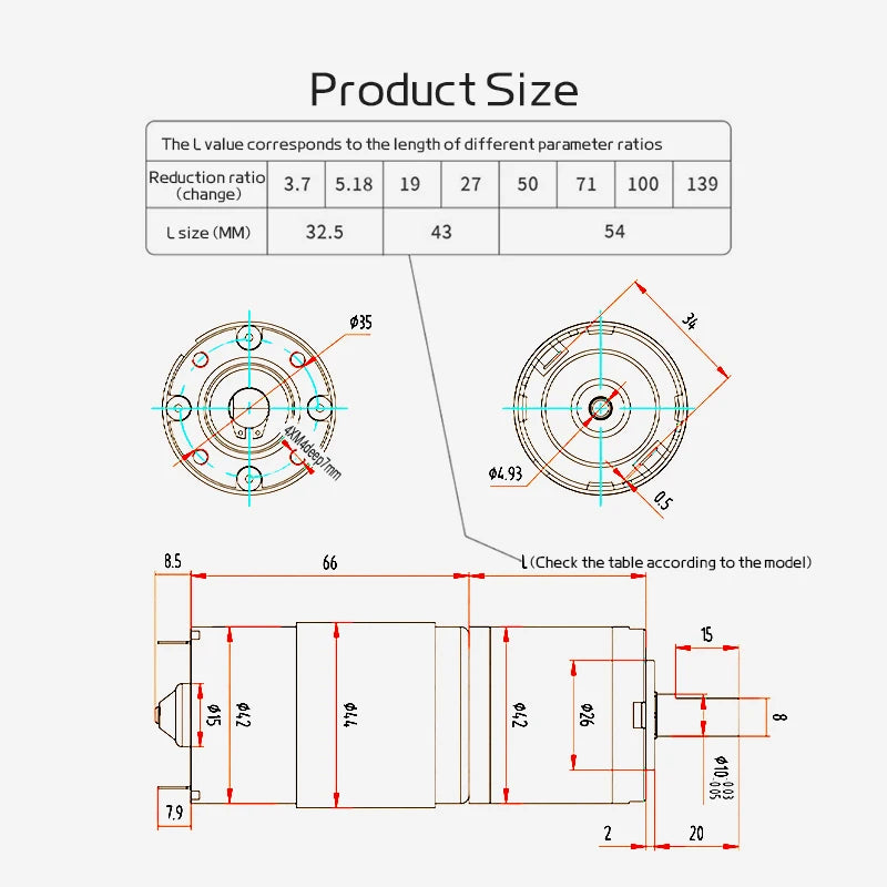 12V24V Planetary Gear DC Low-Speed Motor DC 775 Long Life Ultra-High Torque Forward And Reverse 42mm Planetary Brushed GearMotor
