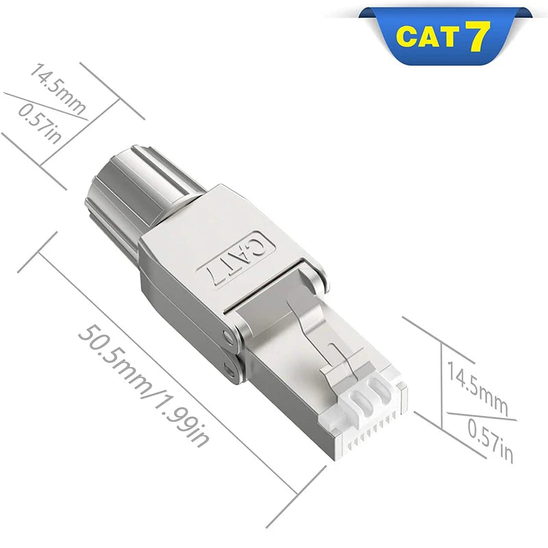 Denswire CAT7/CAT6A RJ45 Connectors, Tool-Free Shielded Zinc Alloy Ethernet Plugs Termination Plug Fits Solid/Stranded Cable