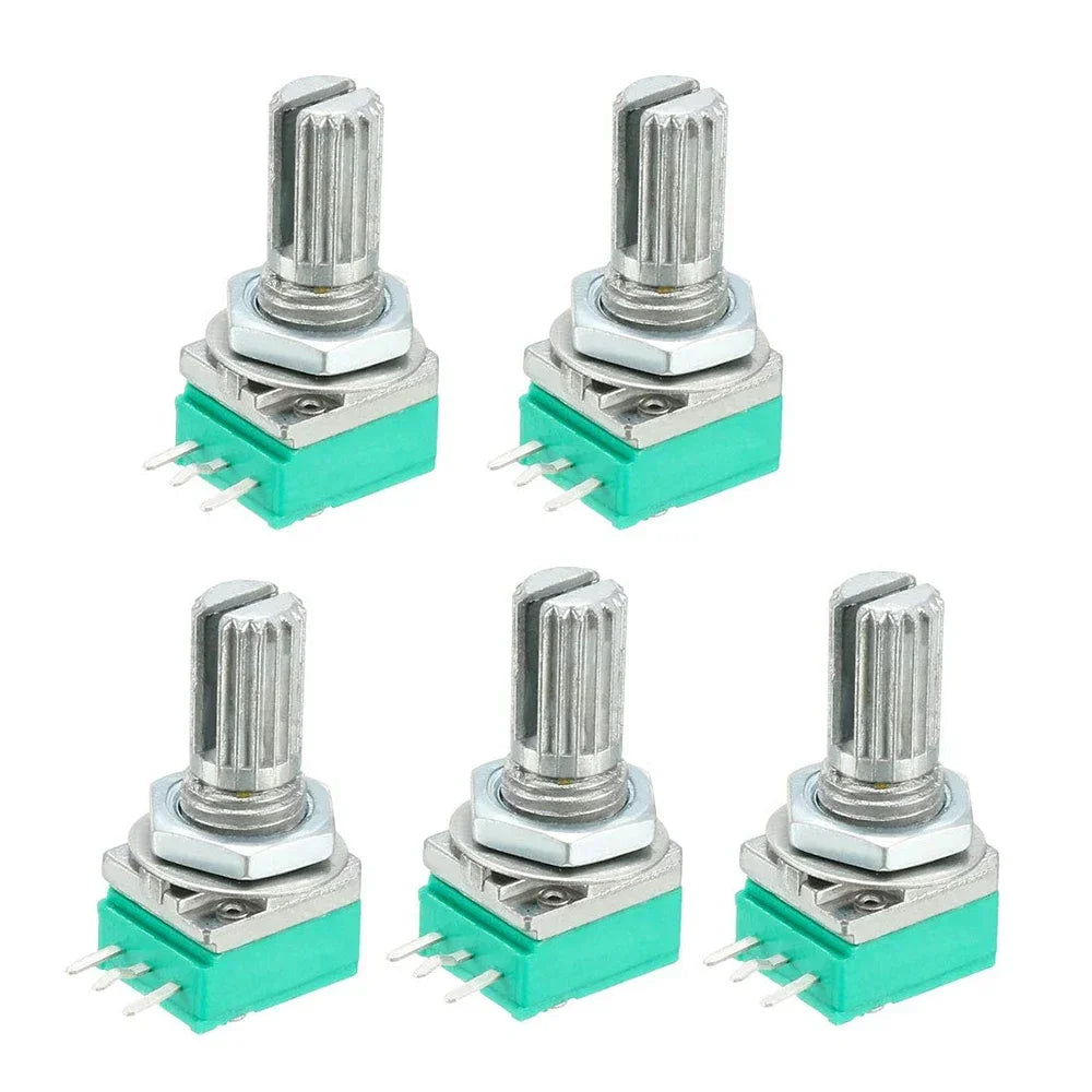 5Pcs RK097N 3Pin Potentiometers Industrial Switches B1K 5K 10K 20K 50K 100K 500K Switch Audio Shaft 15mm Amplifier Sealing RK097