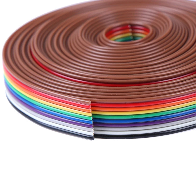 5m Rainbow Ribbon Cable 10 Way Flat Color Wire Flexible Electrical Connection Cable