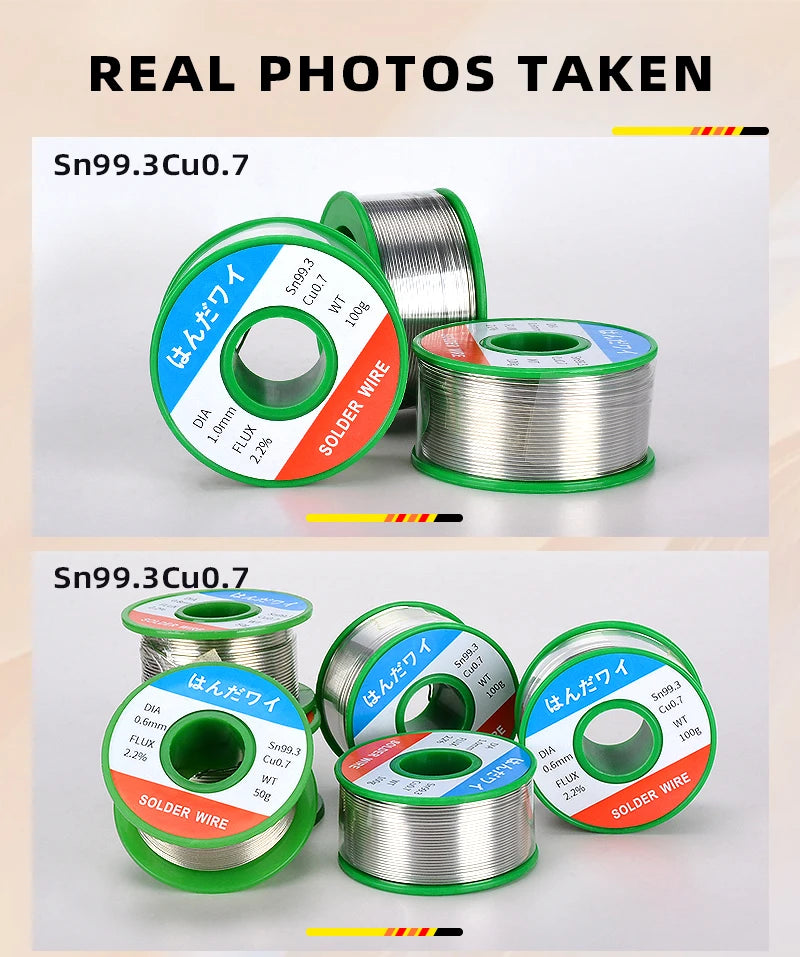 Sn99.3 Cu0.7 50G 100G Lead Free Solder Wire Tin 0.5/0.6/0.8/1.0mm Rosin Core Solder Welding Soldering Iron