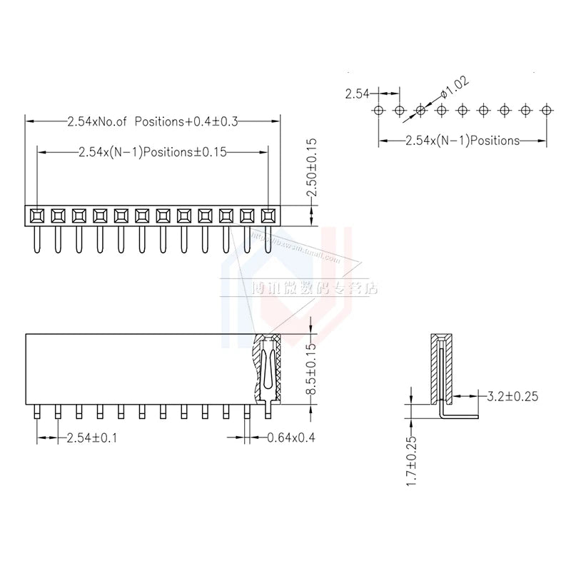 10PCS 2.54mm Curved Needle Female Header Single Row Double Row 90 Degree Socket Pin Header 2P3P4P5P6P8P-40P Pin Connector