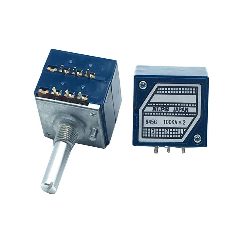 1pc  ALPS RK27 Dual-unit Serrated Volume Rotary Potentiometer 5kX2 10k 20k 50K 100K 250k 500k Round/Flat Shaft 6Pin Leng 25mm