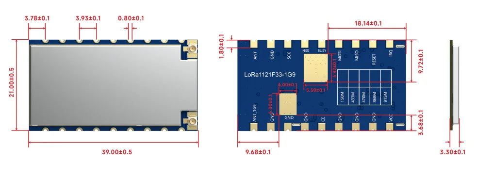 2pc/lot LoRa1121F33-2G4 2W Long Distance Sub-GHz 2.4GHz S-band (Satellite Band) Multi-band SPI Port LR1121 Module