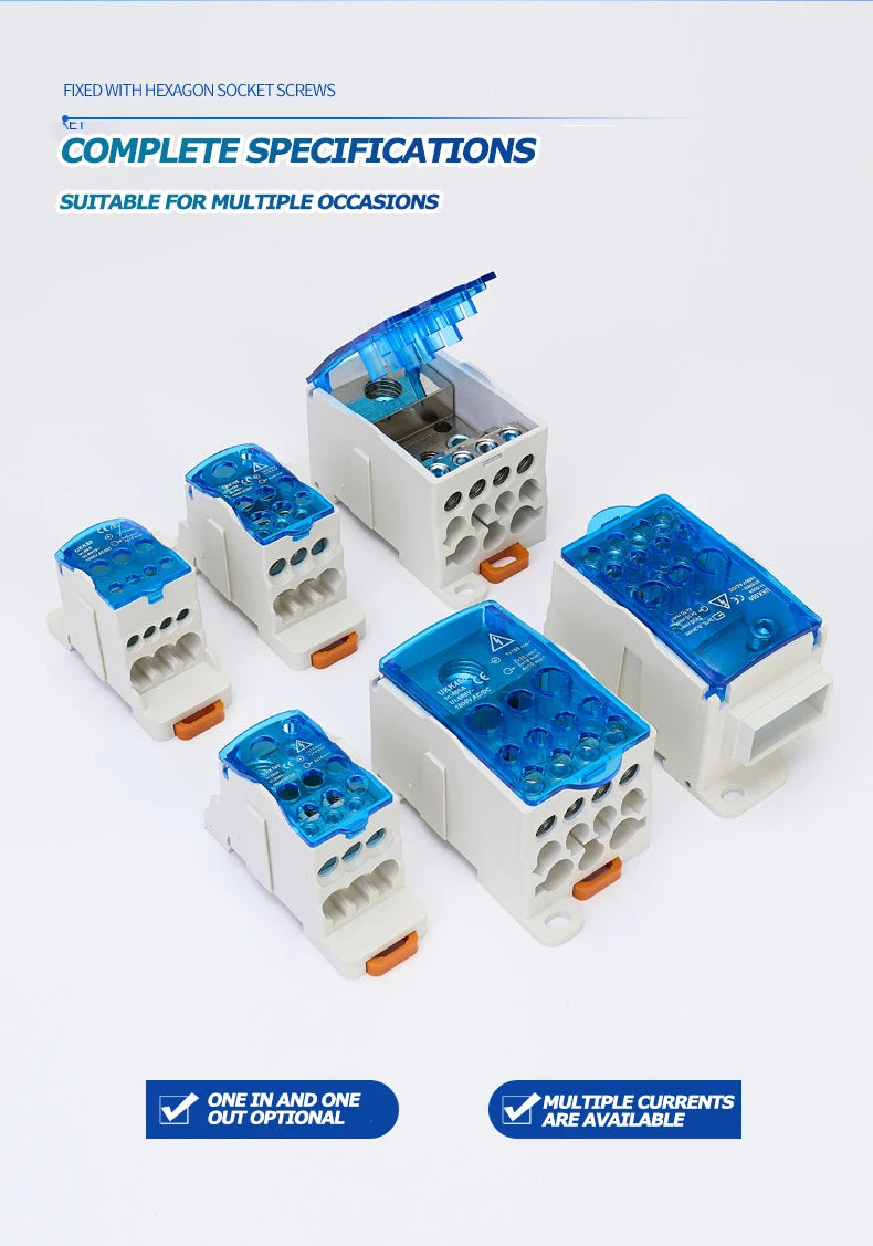 Din Rail Terminal Block UKK 80A/125A/160A/250A/400A Distribution Box One In Several Out Power Wire Electrical Connector Junction