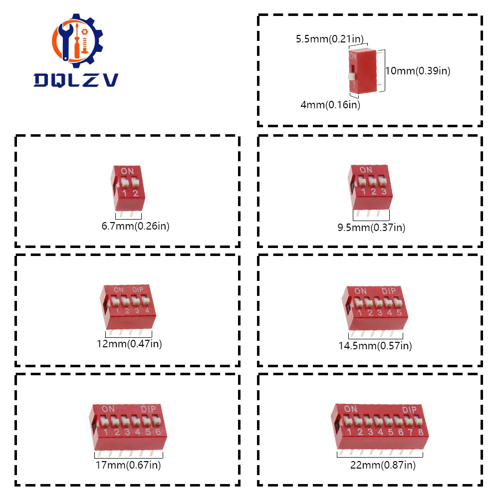 10PCS Slide Type Switch Module 1 2 3 4 5 6 7 8 10PIN 2.54mm Position Way DIP Pitch Toggle Switch Blue Snap Switch Dial