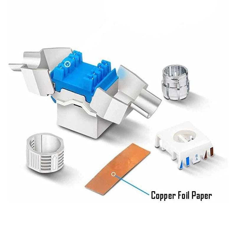 Hoolnx CAT8 CAT7 CAT6A CAT6 Tool less RJ45 Keystone Jack, Metal Zinc Alloy Self-locking Tool Free STP Shielded Module Coupler