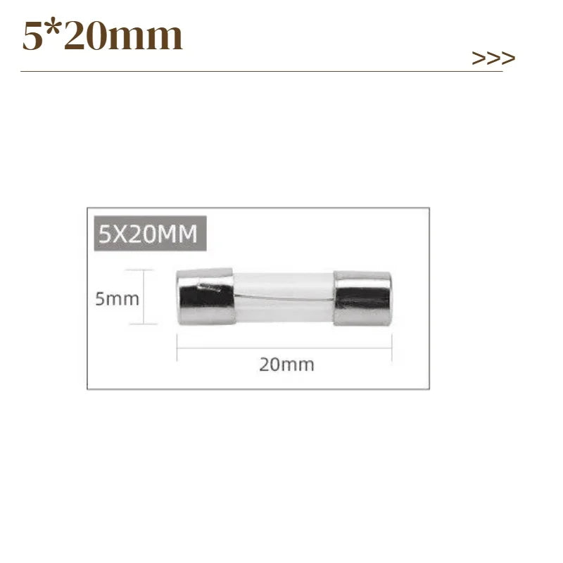 30/50/100Pcs 5*20mm 6*30mm Fast Blow Glass Tube Fuses 5x20 6x30 250V 0.1A 0.5 1 2 3A 3.15 4 5A 6 7 8 10 12 15 20 25 30A AMP Fuse