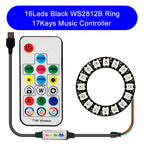 DC5V WS2812B DIY LED Ring 8 to 241 Pixels 5050 RGB Individually Addressable WS2812 Round Modules With 17Keys Music RF Controller
