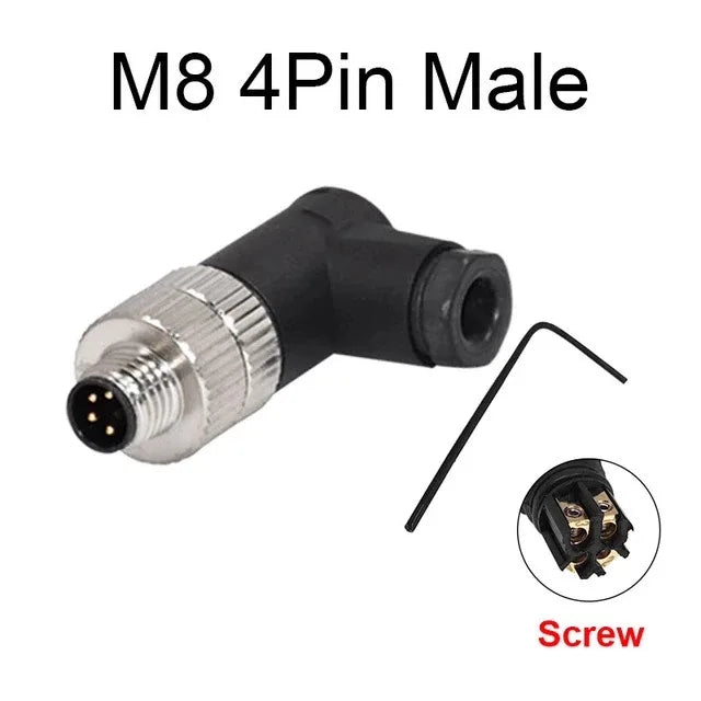 Cloweit M8 Sensor Connector Waterproof Male&Female Plug Straight Angle Screw Threaded Coupling 3pin 4p Panel Mount Flange Socket
