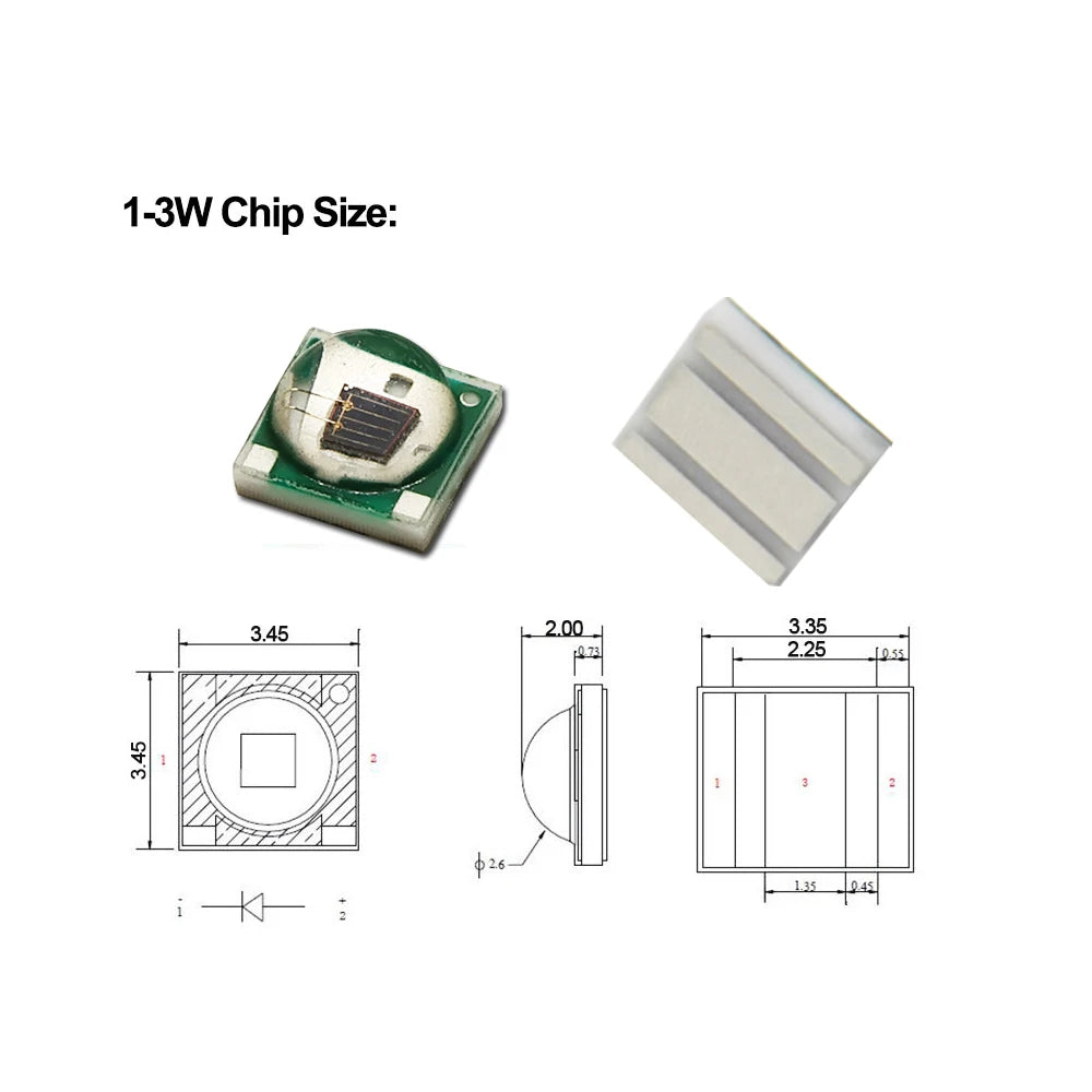 10-100pcs 1W 3W LED Beads 3535 SMD 3W Chip Deep Red Green Royal Blue UV 395nm 410nm 365nm IR 730nm 850nm 940nm Amber 595nm Lamp
