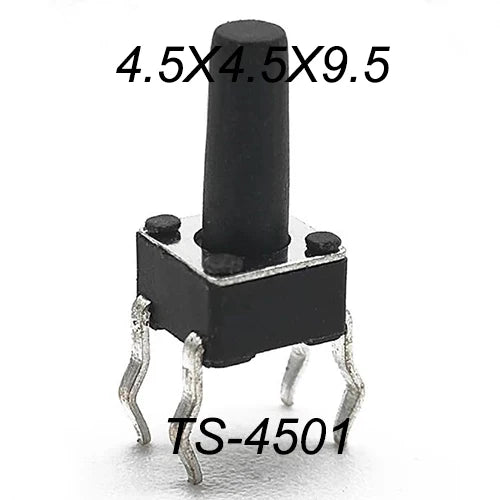 50PCS 4.5X4.5MM 4Pin DIP H=3.5/3.8/4.0/4.3~12mm 12V Tiny Button Tact Switch 260GF Momentary Tactical Push Button Parts Repair