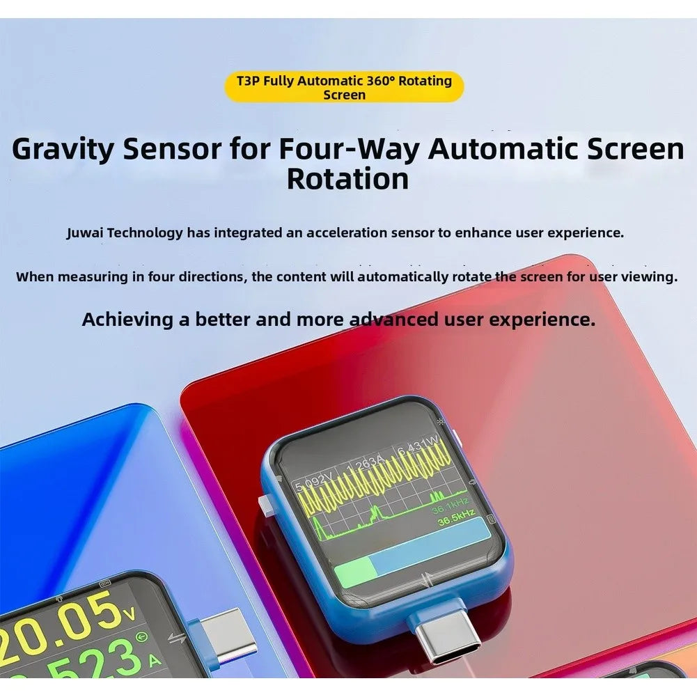 ATORCH T3P USB Power Analyzer Touchscreen Fast Charging Protocol Detection 4.5-50V 0-12A 140W PD3.1 E-Marker 16-bit Tester