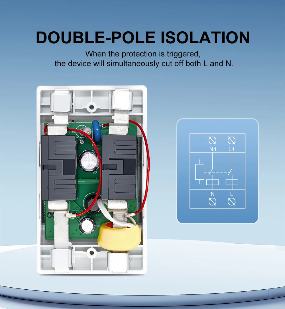 TOMZN TOVPD1-63DK Isolate L N 110V 230V AC Din Rail OVP OCP UVP Voltage Protector 63A Relay Automatic Adjustable Delay-ON
