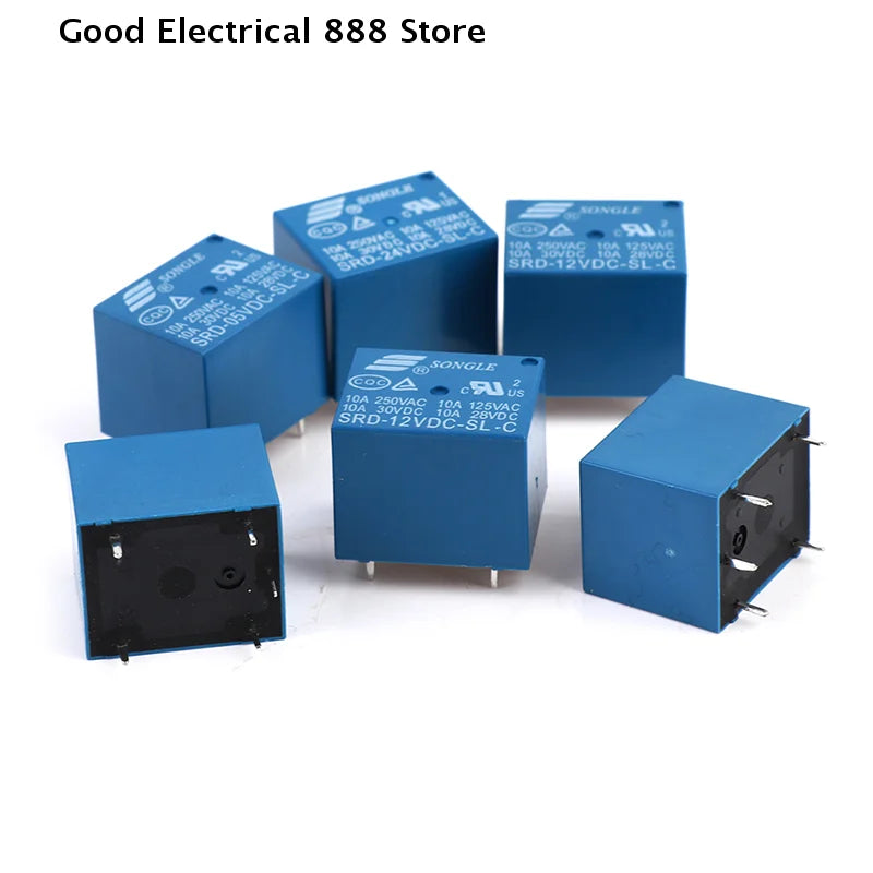 【GE】10pcs SRD Series Relays SRD-05VDC-SL-C SRD-12VDC-SL-C SRD-24VDC-SL-C DC High-Quality 5 Pins 12V Relay Set for Electronics