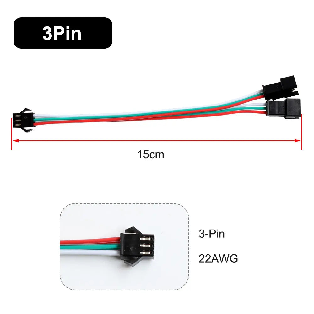 2Pin/3Pin/4Pin/5Pin/6Pin LED Strip Splitter Cable SM JST Connector 1 To 2 Male and Female For WS2812 WS2811 RGB RGBW Led Lights