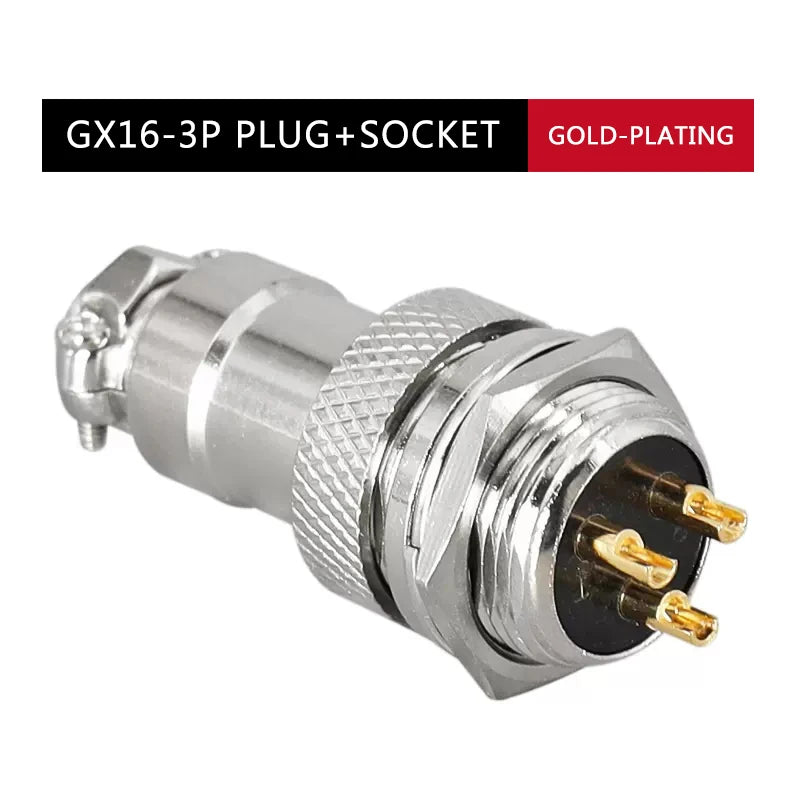 GX16F  Reverse Mounted Plug Copper Goldplated Pins 2 3 4 5 6 7Core8 Pin Aviation Connector Male Plug Female Socket M16 Jack
