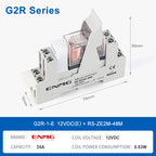 ENMG G2RL-1-E/G2RL-2 DIN Rail Relay 16A 24VDC SPDT LED Indicator Compact Electromagnetic Relay with Surge Protection TVS