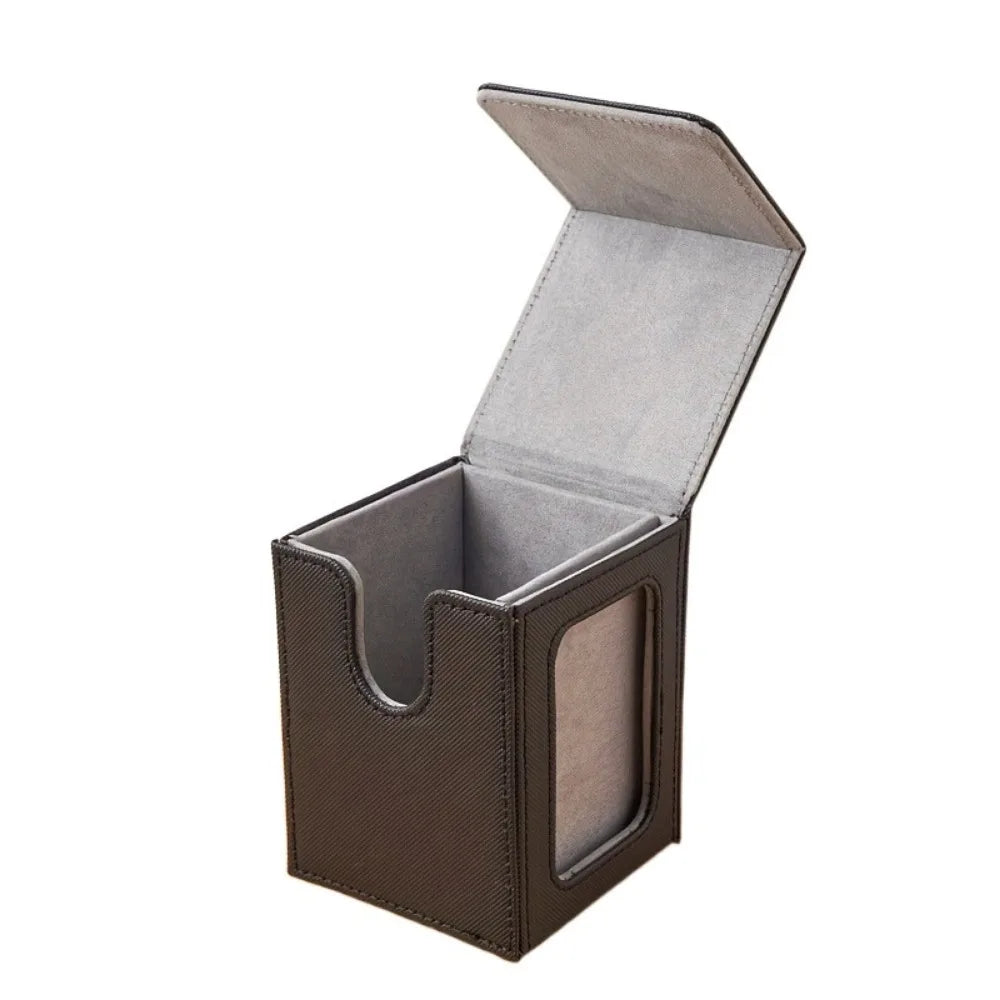 PU Window Collection Box Magnetic Closure Stain-resistant Trading Card Storage Box Moisture-proof with Lid Card Deck Box