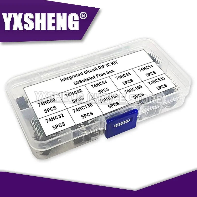 50PCS/LOT Electronic Component Assortment Kit Free Box 74HC00 74HC02 74HC04 74HC08 74HC14 74HC32 74HC138 74HC164 74HC165 74HC595