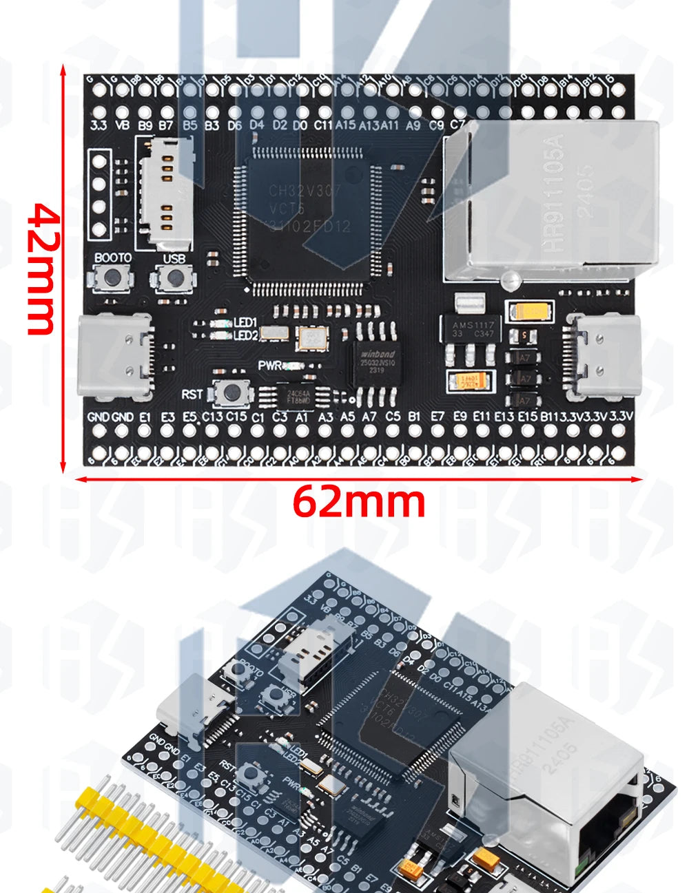 CH32V307VCT6 Development Board RISC-V Core Support RT-Thread Onboard 32-bit RISCV Controllers Support RT-Threads For Arduino