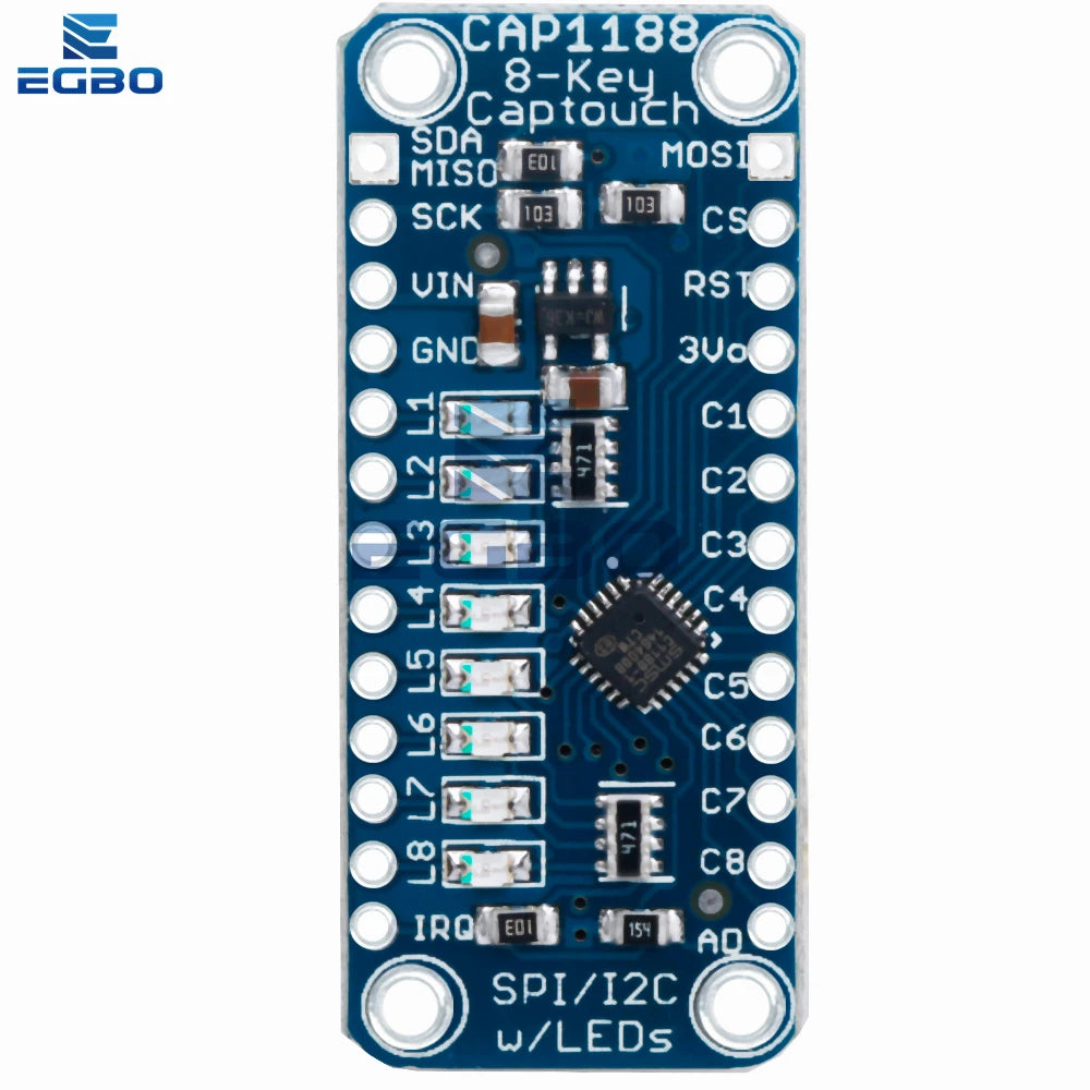 1~3PCS 3V-5V CAP1188 8 Key Capacitive Touch Sensor Module SPI I2C Captouch LED 8 Button / Key Interfaces 3V-5V for Arduino